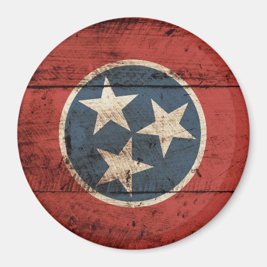 Tennessee State Flag op Old Wood Grain Magneet (Voorkant)