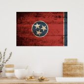 Tennessee State Flag op Old Wood Grain Poster (Keuken)