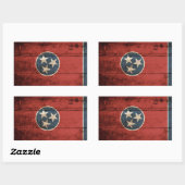 Tennessee State Flag op Old Wood Grain Rechthoekige Sticker (Vel)