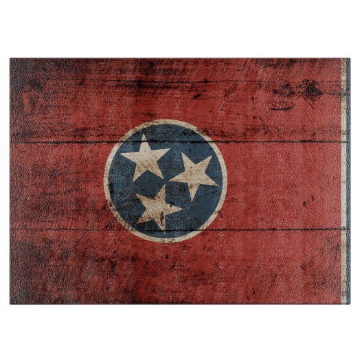 Tennessee State Flag op Old Wood Grain Snijplank (Voorkant)