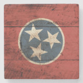 Tennessee State Flag op Old Wood Grain Stenen Onderzetter (Voorkant)