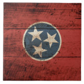 Tennessee State Flag op Old Wood Grain Tegeltje (Voorkant)