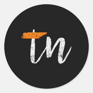 Tennessee State Flag Oranje en White Home Distres Ronde Sticker