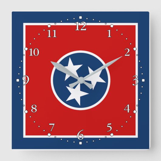 Tennessee State Flag Vierkante Klok (Voorkant)