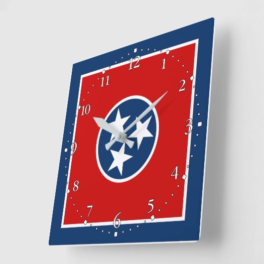Tennessee State Flag Vierkante Klok (Hoek)