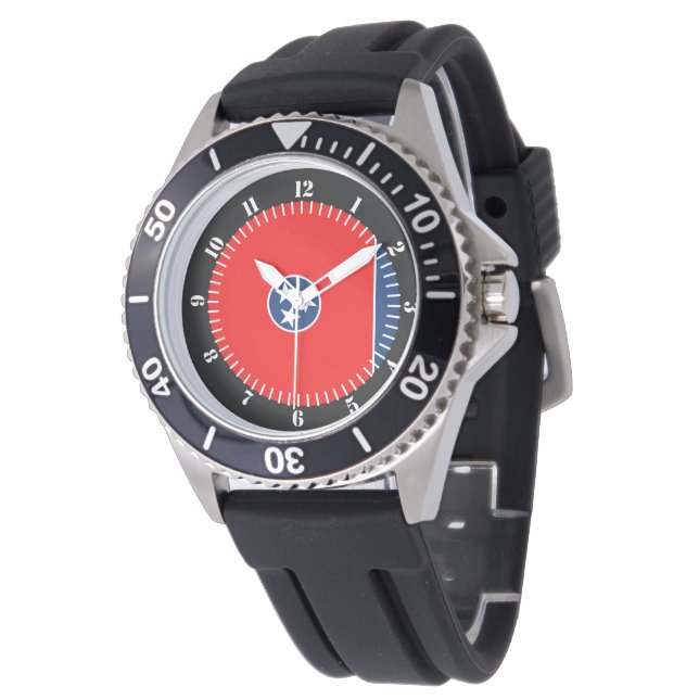 Tennessee State Flag Watch Ontwerp Horloge (Gekanteld)