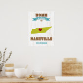 Tennessee State Map Art — Love NashVille Art Poster (Keuken)