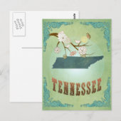Tennessee State Map - Groen Briefkaart (Voorkant / Achterkant)