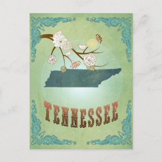 Tennessee State Map - Groen Briefkaart (Voorkant)