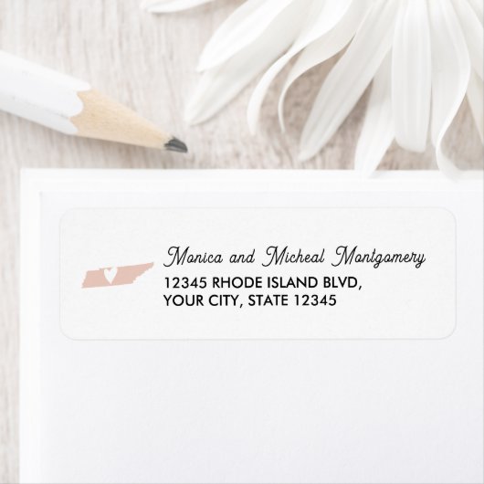 TENNESSEE State Map met hart - ELKE KLEUR Etiket (Insitu)