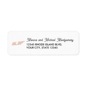TENNESSEE State Map met hart - ELKE KLEUR Etiket