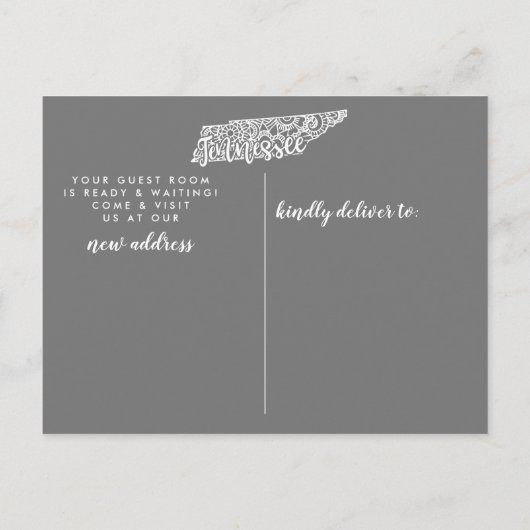 Tennessee State Moving Aankondiging Post Kaart (Achterkant)