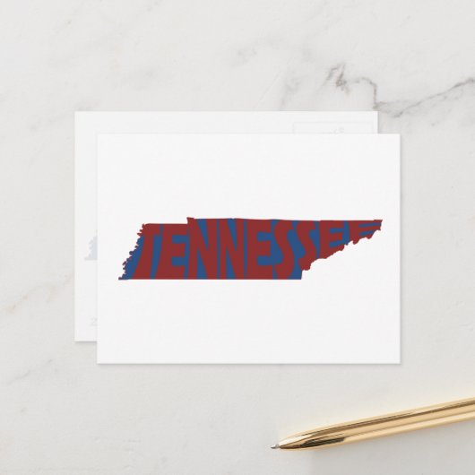 Tennessee State Name Word Art Red Briefkaart (Voorkant / Achterkant in situ)