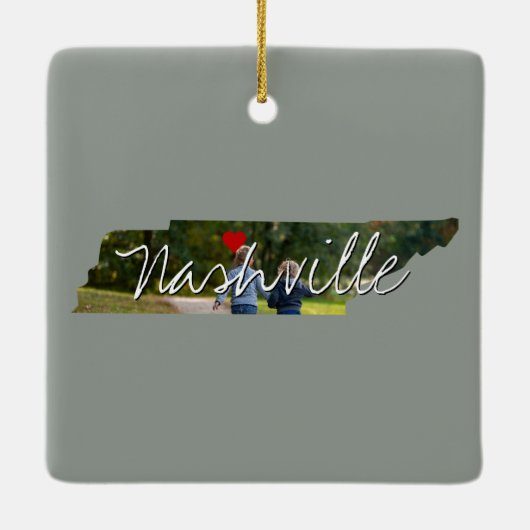 Tennessee State Photo insert and town name Keramisch Ornament (Achterkant)