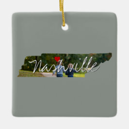 Tennessee State Photo insert and town name Keramisch Ornament