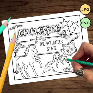Tennessee State Shape and Facts Kleurplaat Flyer