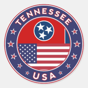 Tennessee sticker, telefoongeval, canvas tas, klok ronde sticker