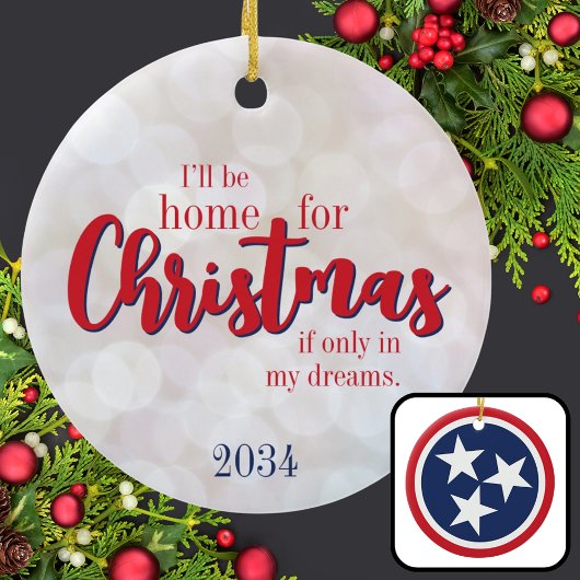 Tennessee TN Home Kerstmis Rood Wit Jaar Classic Keramisch Ornament