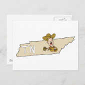 Tennessee TN State Map & Nashville Music Briefkaart (Voorkant / Achterkant)