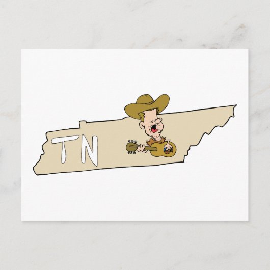 Tennessee TN State Map & Nashville Music Briefkaart (Voorkant)
