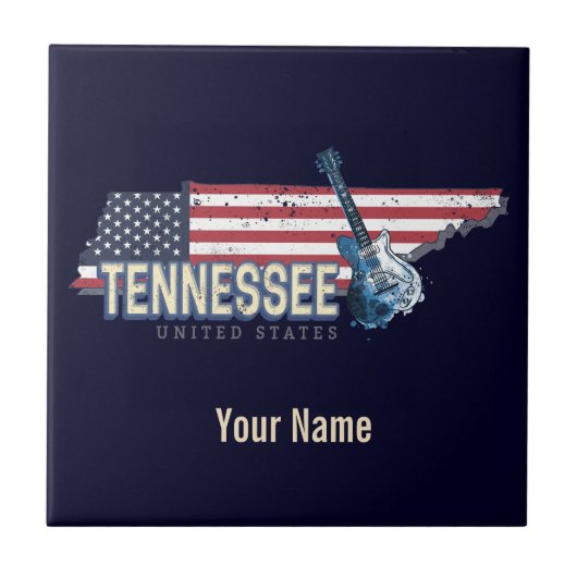 Tennessee United States Retro State  USA Tegeltje (Voorkant)