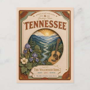 Tennessee Vintage Paper Cut American Arcana Briefkaart