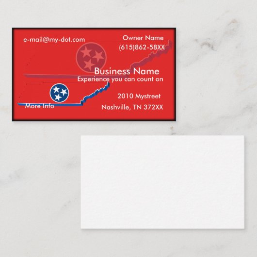 Tennessee Visitekaartje (Voorkant / Achterkant)