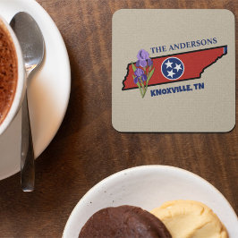 Tennessee Vlag & Bloem Paarse Iris Aangepaste Teks Bier Onderzetter