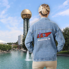 Tennessee Vlag & Bloem Paarse Iris Aangepaste Teks Denim Jacket