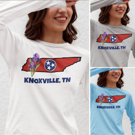 Tennessee Vlag & Bloem Paarse Iris Aangepaste Teks T-shirt