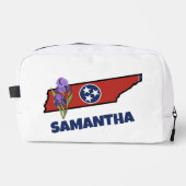 Tennessee Vlag & Bloem Paarse Iris Aangepaste Teks Toilettasje (Voorkant)