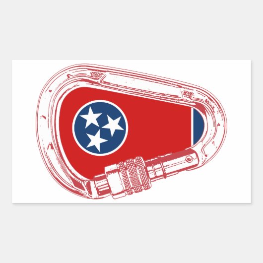 Tennessee-vlag — Carabiner Rechthoekige Sticker (Voorkant)