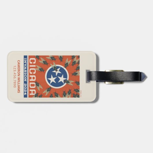 Tennessee Vlag Cicada Invasion Bagagelabel (Achterkant horizontaal)