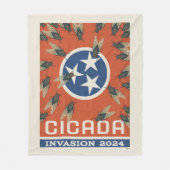 Tennessee Vlag Cicada Invasion Fleece Deken (Voorkant)