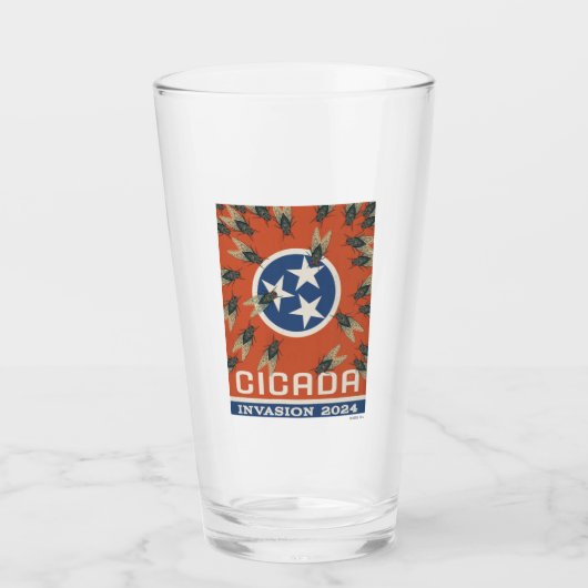 Tennessee Vlag Cicada Invasion Glas (Voorkant)