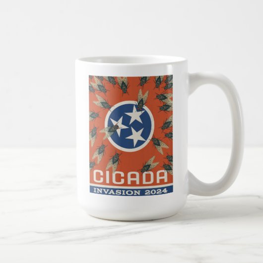 Tennessee Vlag Cicada Invasion Koffiemok (Rechts)