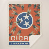 Tennessee Vlag Cicada Invasion Sherpa Deken (Voorkant)