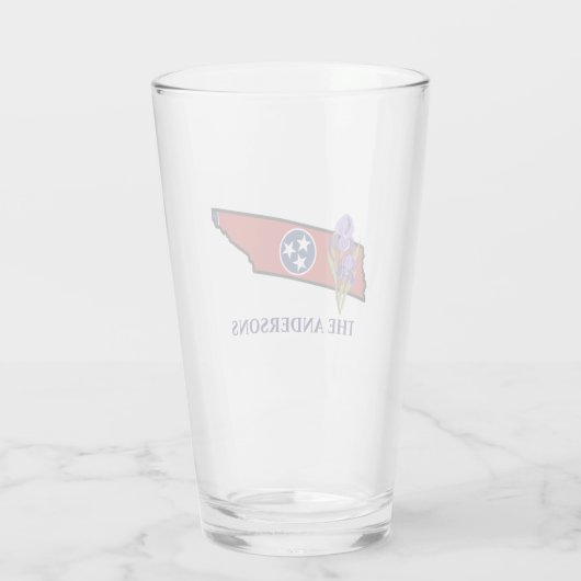 Tennessee Vlag met State Flower Iris Aangepaste te Glas (Achterkant)