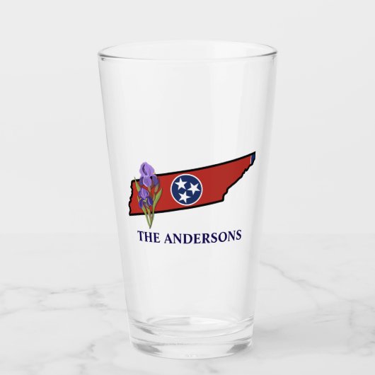 Tennessee Vlag met State Flower Iris Aangepaste te Glas (Voorkant)