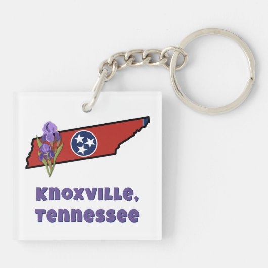 Tennessee Vlag met State Flower Iris Aangepaste te Sleutelhanger (Achterkant)