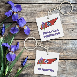 Tennessee Vlag met State Flower Iris Aangepaste te Sleutelhanger
