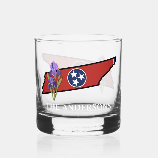 Tennessee Vlag met State Flower Iris Aangepaste te Whisky Glas (Voorkant)