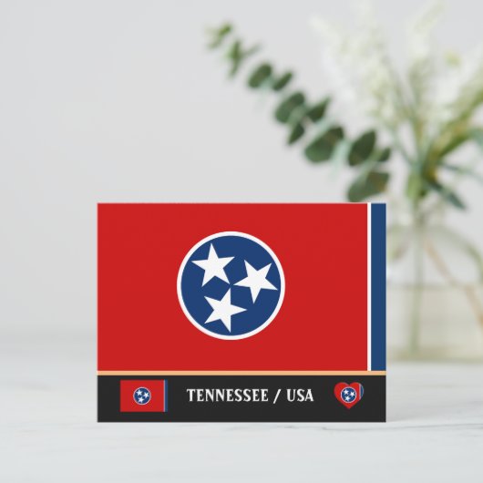 Tennessee Vlag & Tennessee Staat USA /Amerika Briefkaart (Staand voorkant)