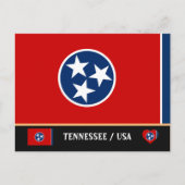 Tennessee Vlag & Tennessee Staat USA /Amerika Briefkaart (Voorkant)