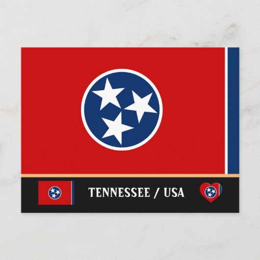 Tennessee Vlag & Tennessee Staat USA /Amerika Briefkaart (Voorkant)