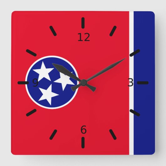 Tennessee-vlag Vierkante Klok (Voorkant)