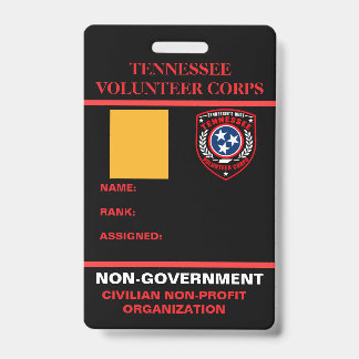 Tennessee vrijwilligerskorps personeelsidentificat badge