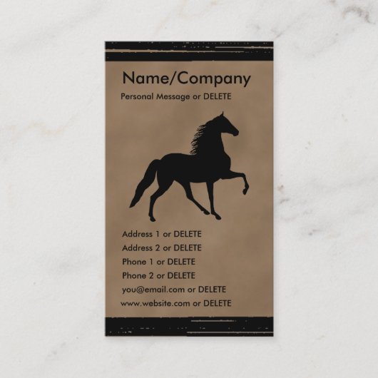 Tennessee Walker Silhouette Personal Business Visitekaartje (Voorkant)