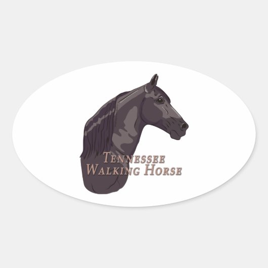 Tennessee Walking Horse Black Ovale Sticker (Voorkant)