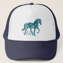 Tennessee Walking Horse Blauwgroen Grunge Floral
